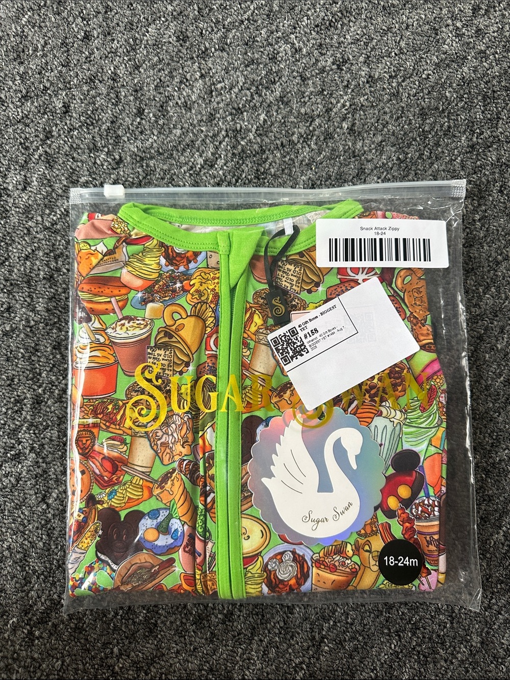Sugar Swan Snack-Print Bamboo Zippy